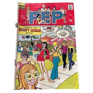 Archie Comics Pep #246 Archie Series Oct 1970 Goofy Goggle Contest Bagged Boarde